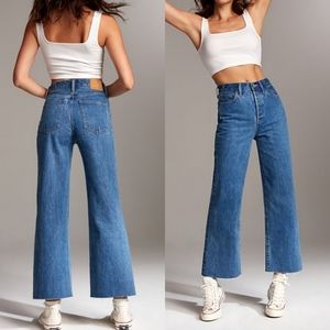 Denim Forum The Farrah High Rise Wide Leg Medium Wash Jeans Size 31 Inseam 27.5